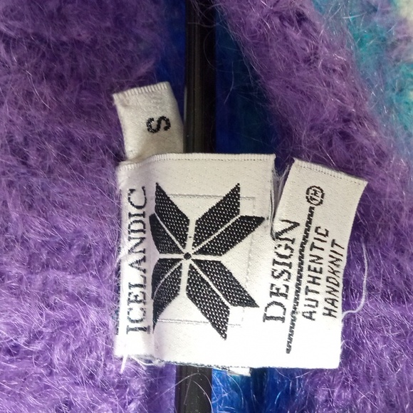 Vintage ICELANDIC DESIGN mohair x wool hand knitted sweater women's Small - b4 - Picture 3 of 5